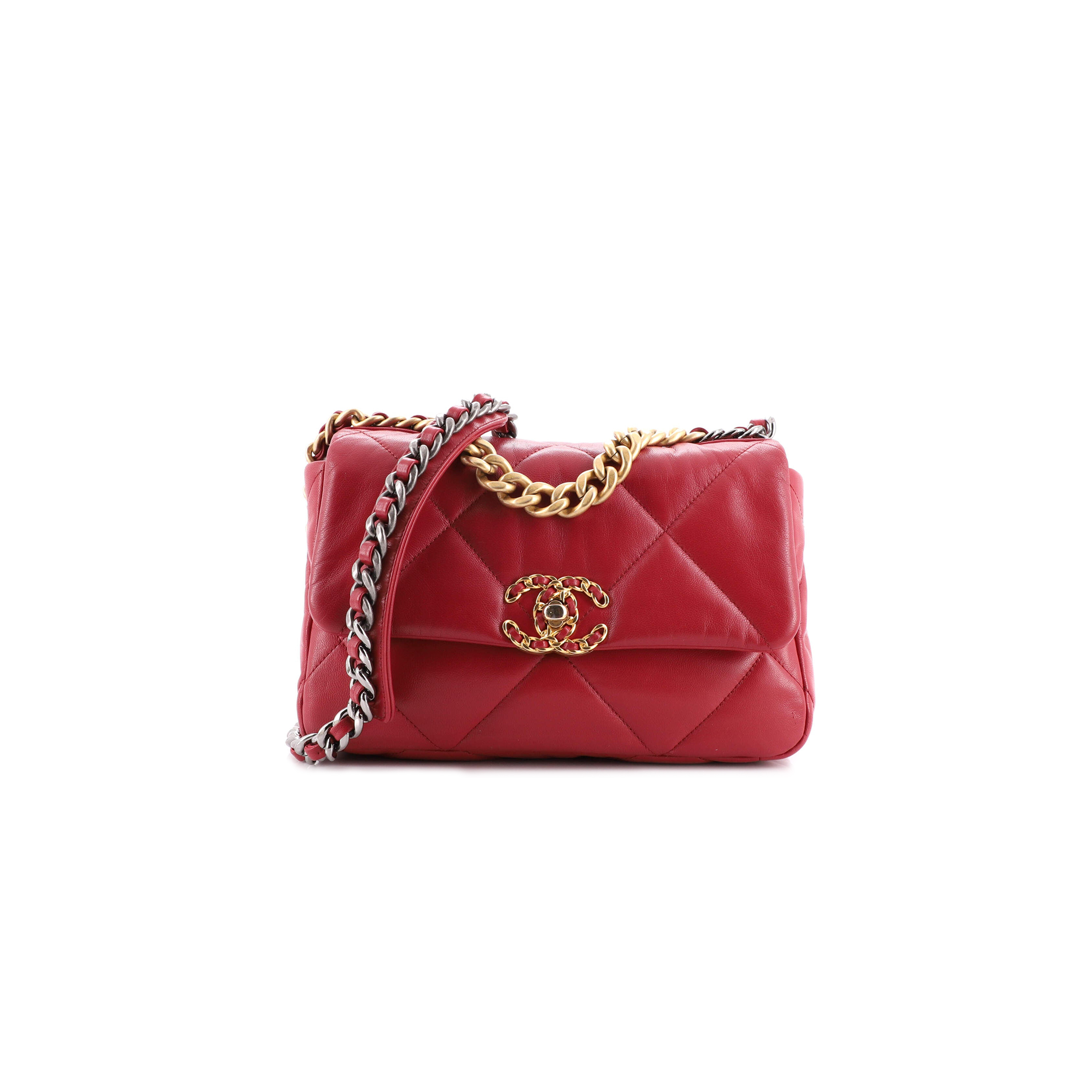 Ch*el 19 flap bag quilted leather as1160 (26*16*9cm)